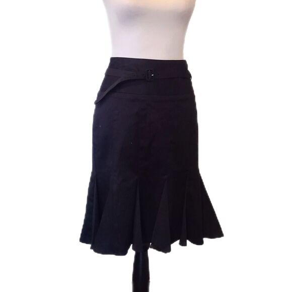 Pendleton NWT Vintage Y2K Black Tulip Skirt with Belt Pleated Hem Lined Size 10 - Picture 2 of 8